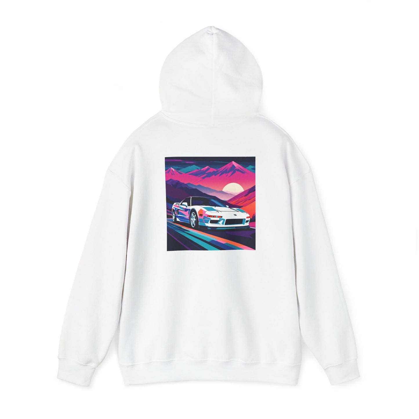 Sunset Drift Hooded Sweatshirt Synthwave Acura NSX