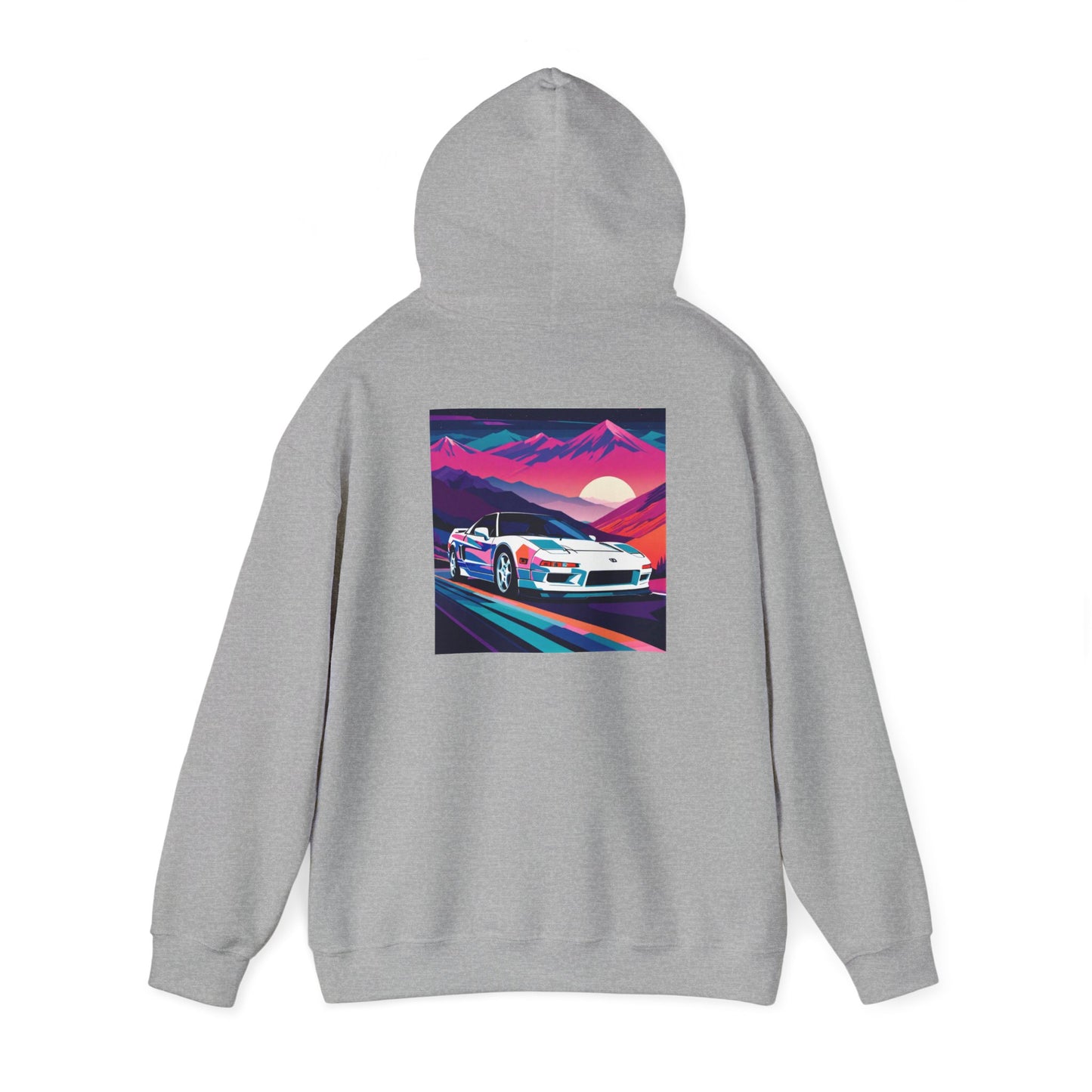 Sunset Drift Hooded Sweatshirt Synthwave Acura NSX