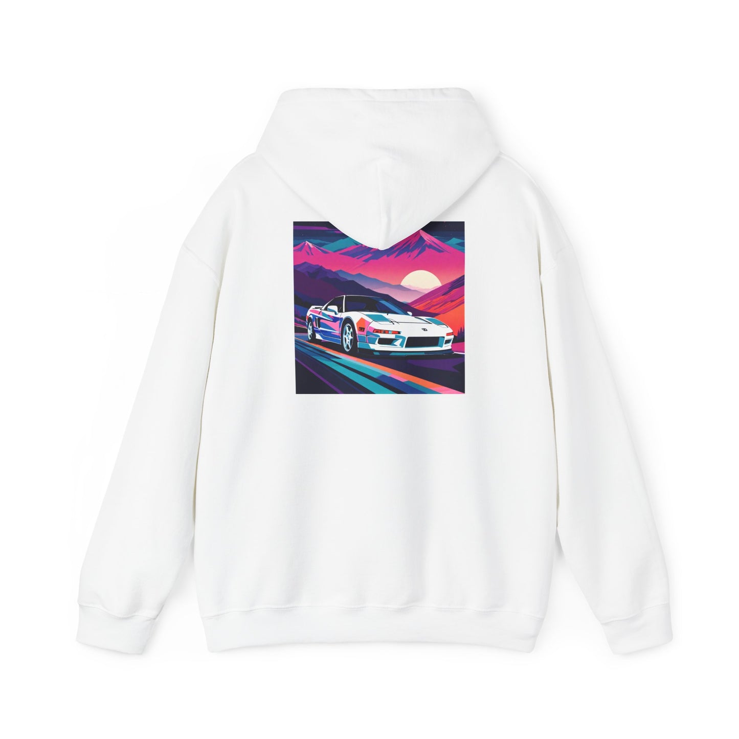 Sunset Drift Hooded Sweatshirt Synthwave Acura NSX