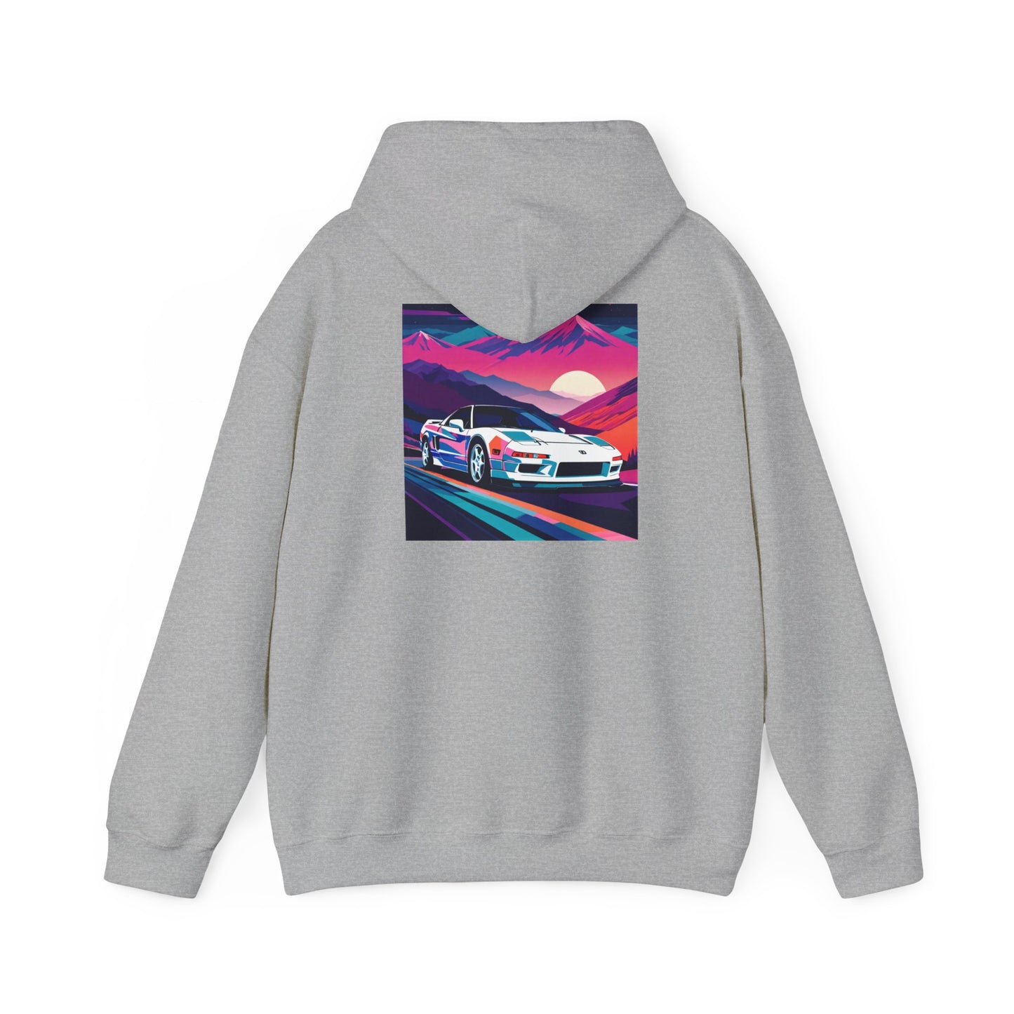 Sunset Drift Hooded Sweatshirt Synthwave Acura NSX