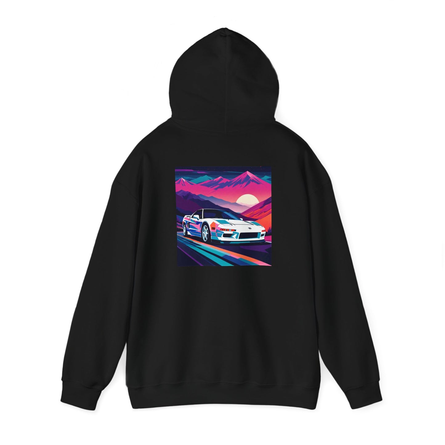 Sunset Drift Hooded Sweatshirt Synthwave Acura NSX